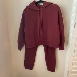 NAADAM Cotton Cashmere Hoodie Jogger Set Burgundy Rose M